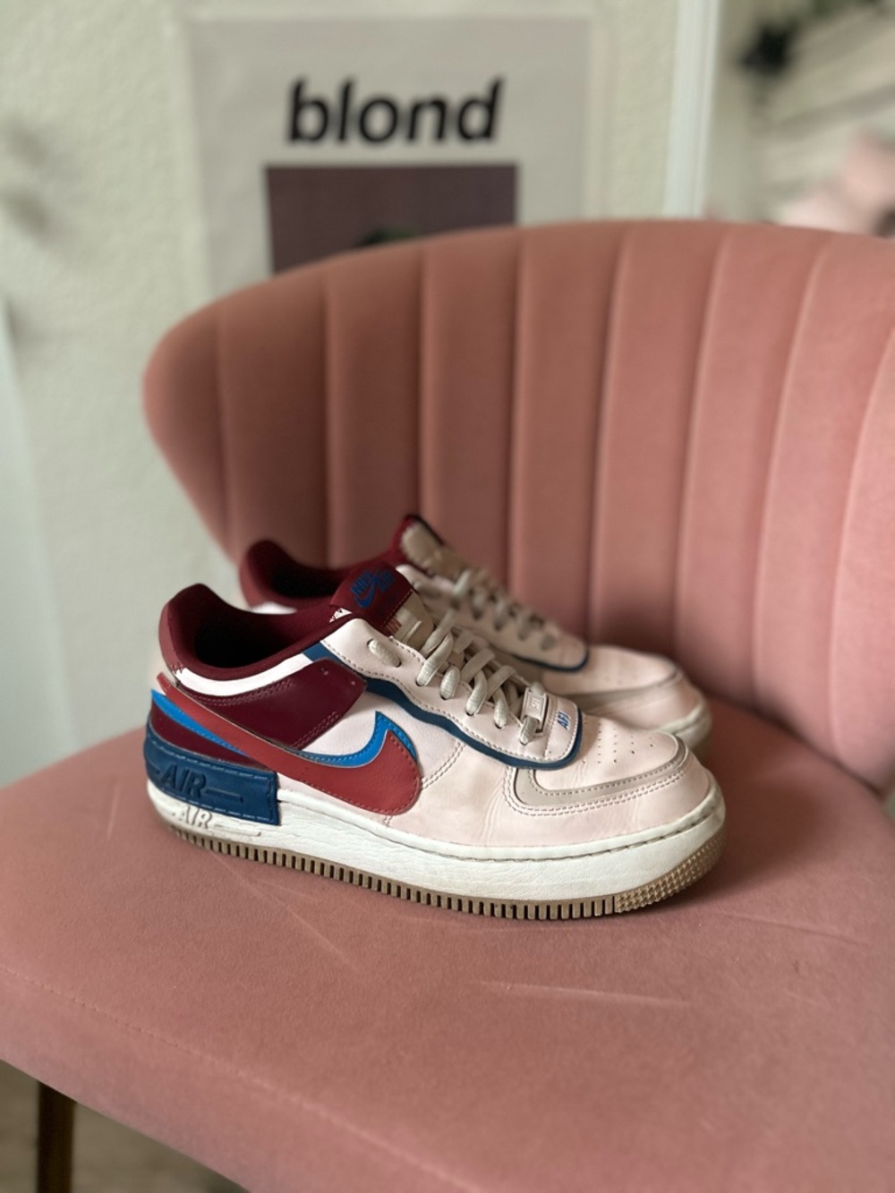 Nike Air Force 1’s “Shadow” Pink, Red, and Blue Sneakers